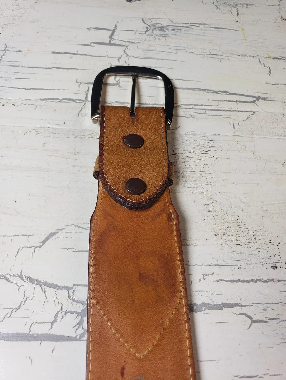 Justin Ostrich & Calfskin Leather Belt in Mustard Tan - Men's or Women's size 36